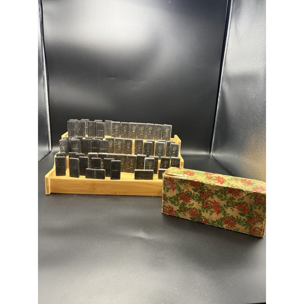 Vintage Wooden Mix Dominos Black Lot of 57/Lion**READ**